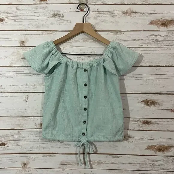 Madewell Texture & Thread Off-the-Shoulder Top - Faraway Sky - XS - Picture 11 of 12